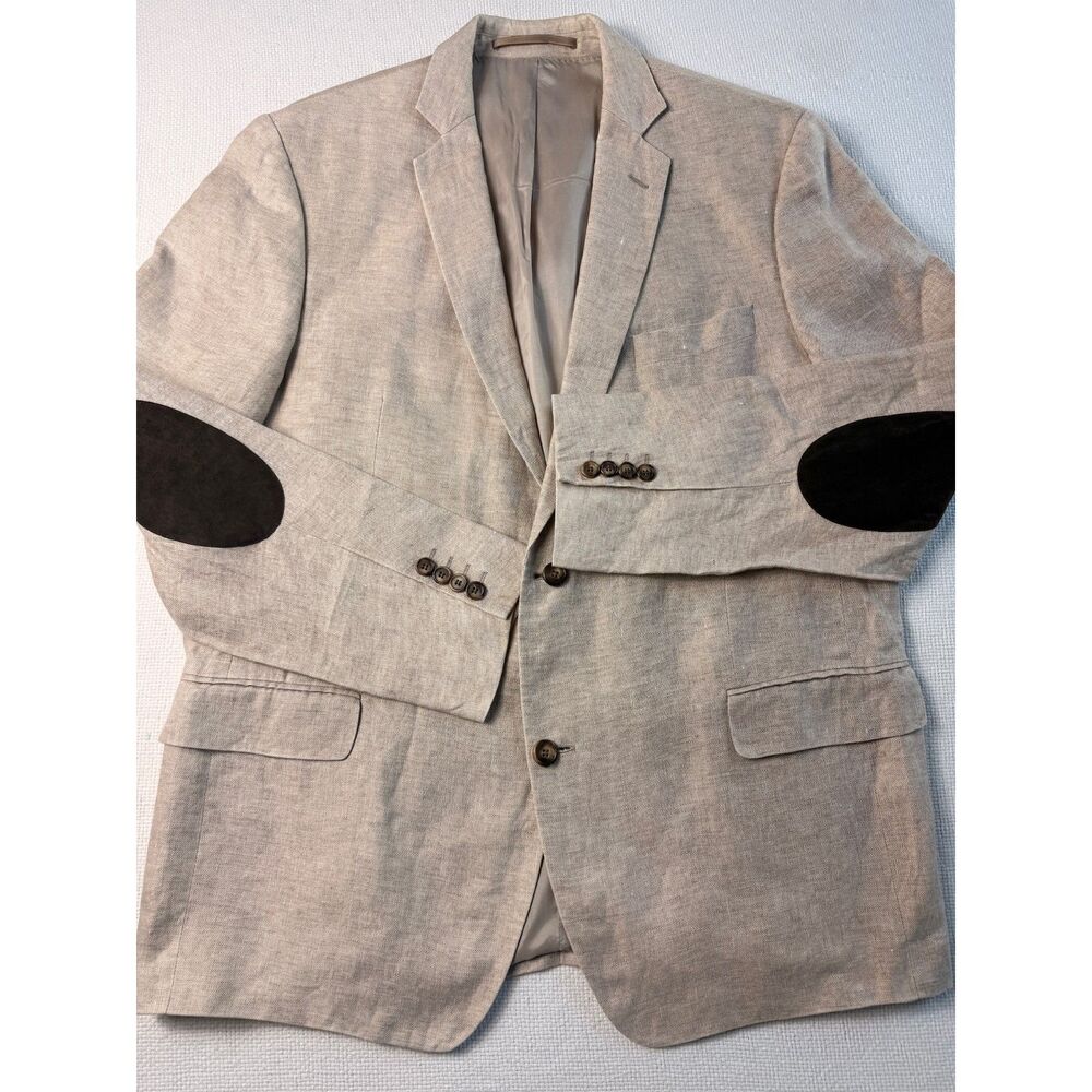 Linen Sport Coat Blazer Elbow Patch Italy Preppy Fancy Jacket Summer Italian